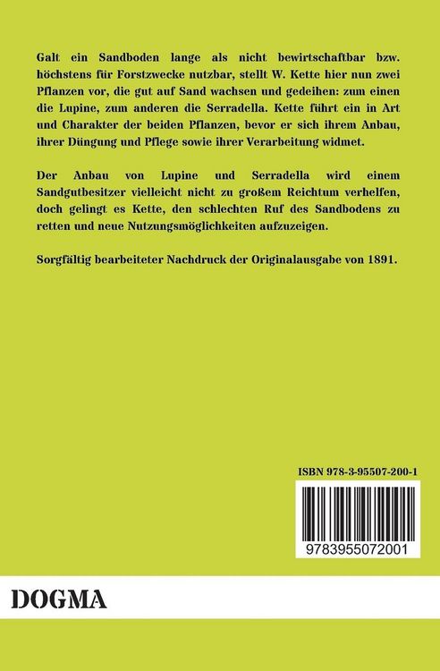 Produktbild: Die Lupine als Feldfrucht/Die Serradella, der Klee des Sandes