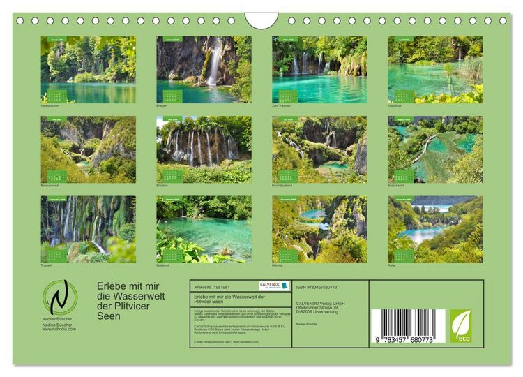 Produktbild: Erlebe mit mir die Wasserwelt der Plitvicer Seen (Wandkalender 2026 DIN A4 quer), CALVENDO Monatskalender