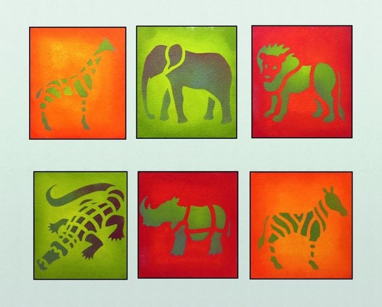 Produktbild: Mandarin 6 Schablonen Tiere Savanne