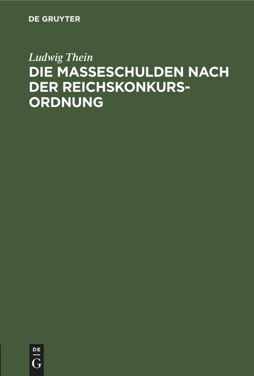 Produktbild: Die Masseschulden nach der Reichskonkursordnung