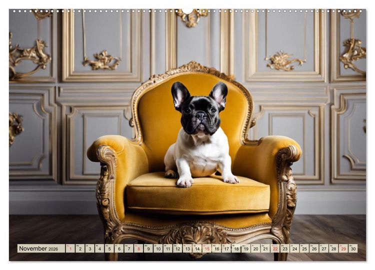 Produktbild: Kleine K&ouml;nige - Franz&ouml;sische Bulldoggen (Wandkalender 2026 DIN A2 quer), CALVENDO Monatskalender