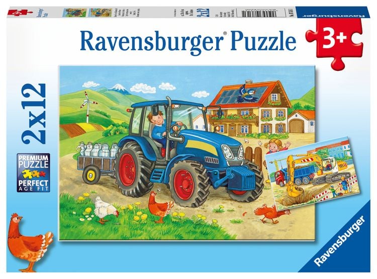 Produktbild: Puzzle Ravensburger Baustelle und Bauernhof 2 X 12 Teile