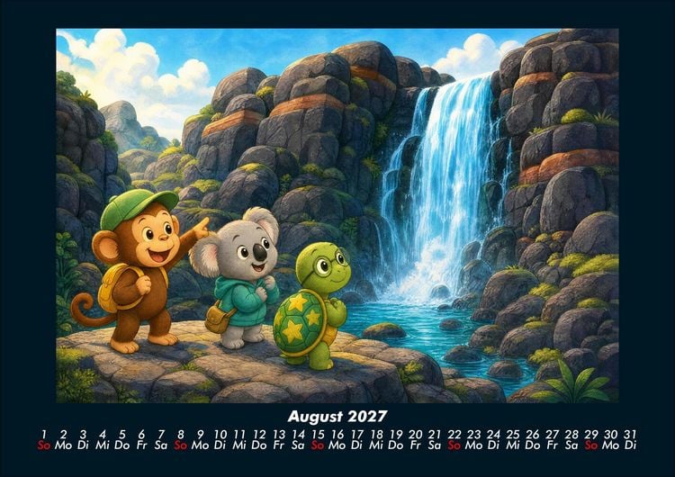 Produktbild: Wasserf&auml;lle der Fantasie mit Milo, Kiki & Taz 2027 Fotokalender DIN A4