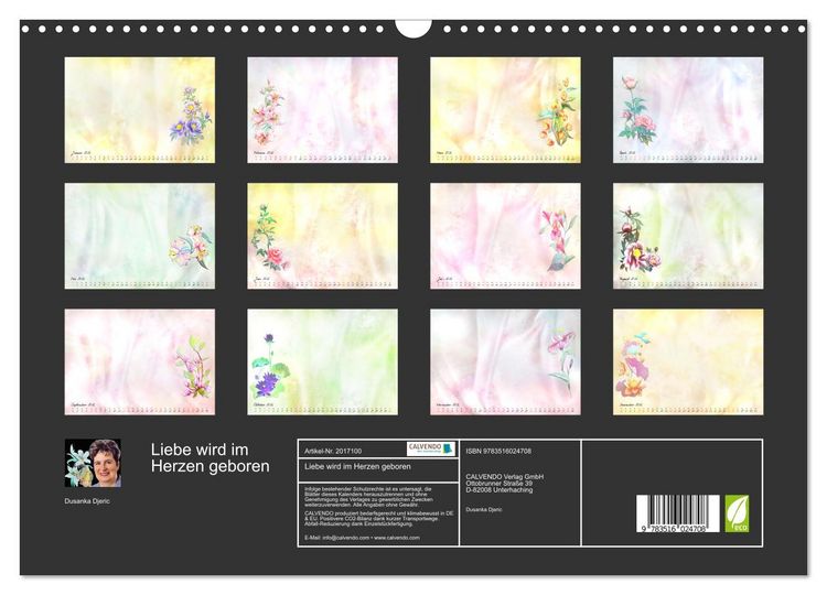 Produktbild: Liebe wird im Herzen geboren (Wandkalender 2026 DIN A3 quer), CALVENDO Monatskalender