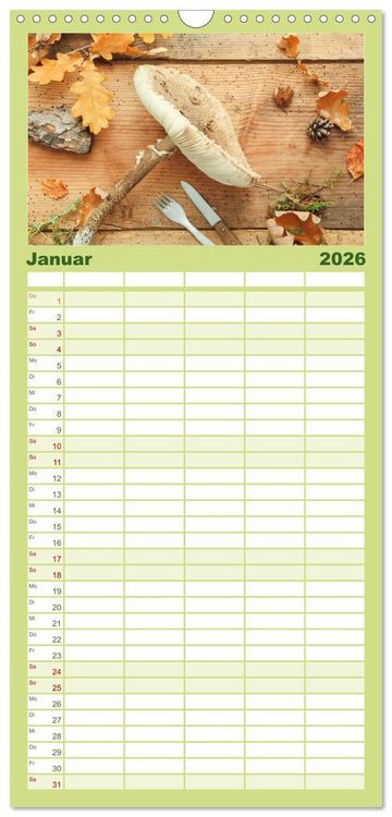 Produktbild: Familienplaner 2026 - K&ouml;stliche Waldpilze mit 5 Spalten (Wandkalender, 21 x 45 cm) CALVENDO