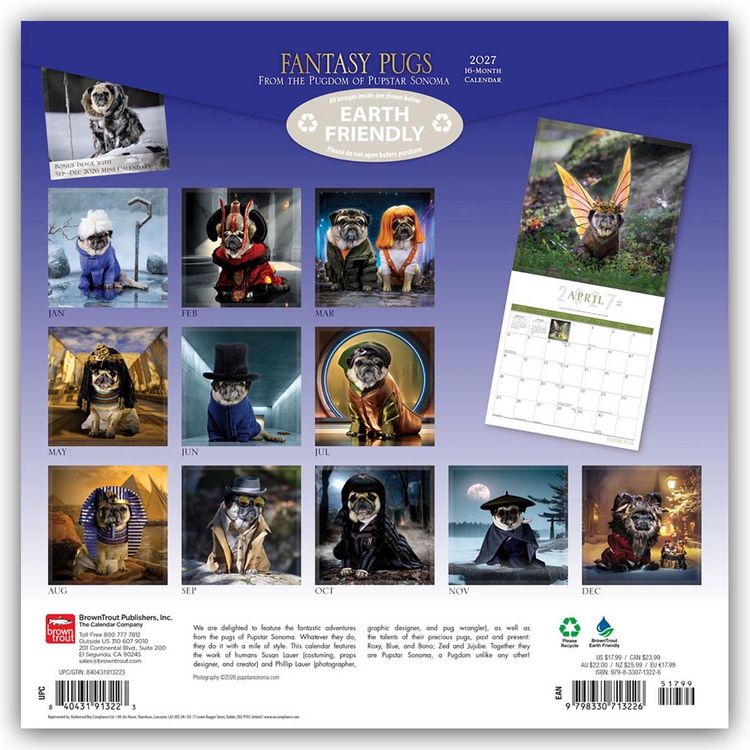 Produktbild: Fantasy Pugs &ndash; Fantasy M&ouml;pse 2027 &ndash; 16-Monatskalender