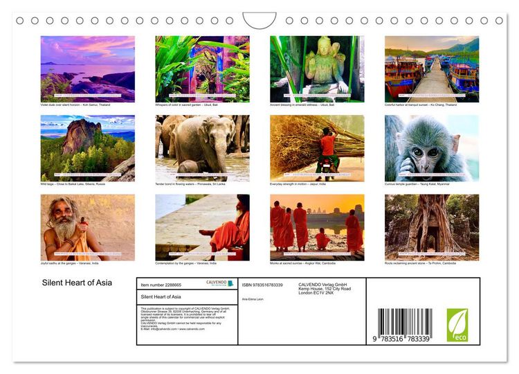 Produktbild: Silent Heart of Asia (Wall Calendar 2027 DIN A4 landscape), CALVENDO 12 Month Wall Calendar