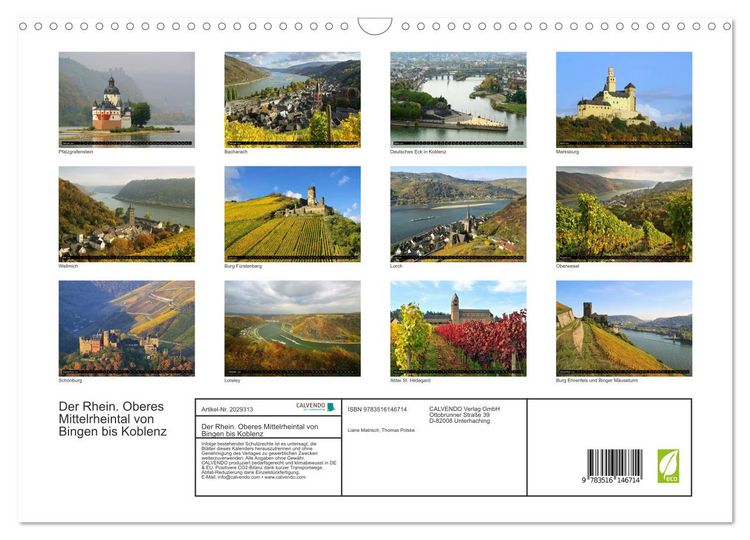 Produktbild: Der Rhein. Oberes Mittelrheintal von Bingen bis Koblenz (Wandkalender 2026 DIN A3 quer), CALVENDO Monatskalender