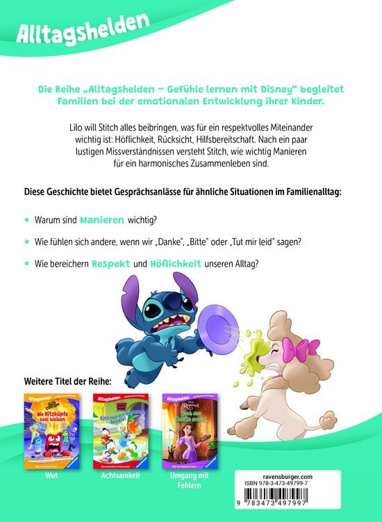 Produktbild: Alltagshelden - Gef&uuml;hle lernen mit Disney: Disney Lilo & Stitch - Benimm dich, Stitch! &Uuml;ber Manieren und Respekt.