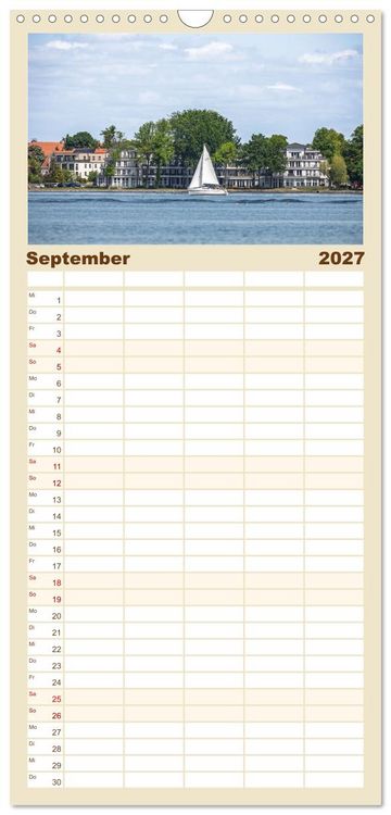 Produktbild: Familienplaner 2027 - Zwischen See und Himmel - Waren (M&uuml;ritz) im Wandel der Jahreszeiten mit 5 Spalten (Wandkalender, 21 x 45 cm) CALVENDO