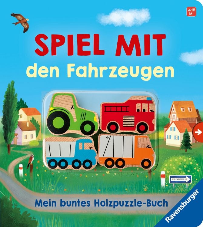 Produktbild: Spiel mit den Fahrzeugen: Mein buntes Holzpuzzle-Buch