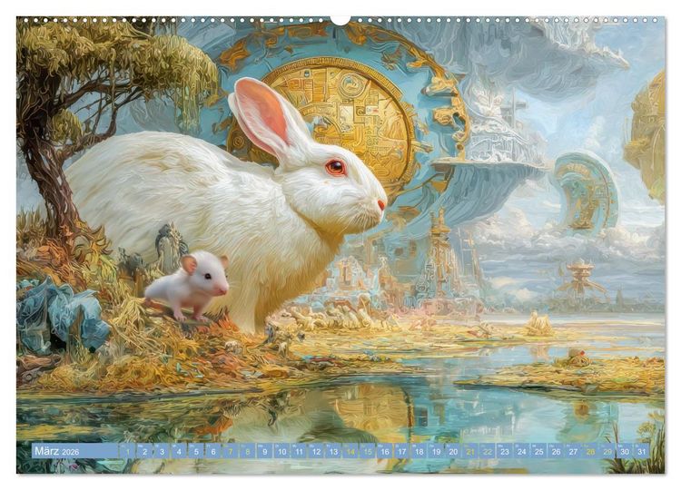 Produktbild: Tierparadies - Tierische Fantasiewelten (hochwertiger Premium Wandkalender 2026 DIN A2 quer), Kunstdruck in Hochglanz