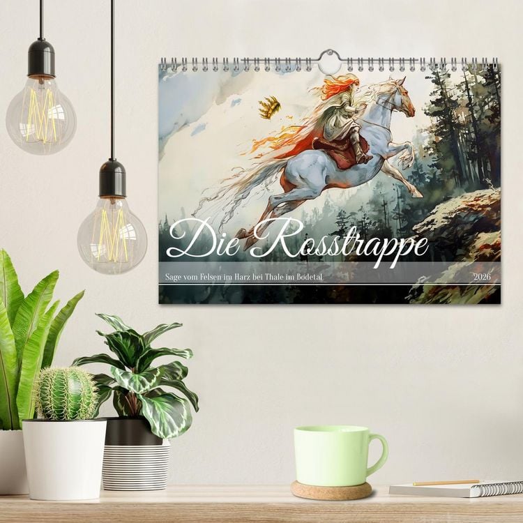 Produktbild: Die Rosstrappe - Sage vom Felsen im Harz bei Thale im Bodetal (Wandkalender 2026 DIN A4 quer), CALVENDO Monatskalender