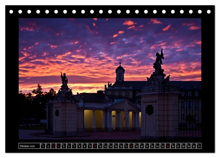 Produktbild: Karlsruhe Tag und Nacht (Tischkalender 2026 DIN A5 quer), CALVENDO Monatskalender