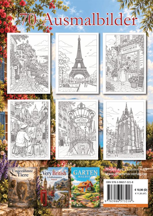 Produktbild: Tr&egrave;s Fran&ccedil;ais &ndash; Frankreich Malbuch f&uuml;r Erwachsene mit 70 sch&ouml;nen Ausmalmotiven