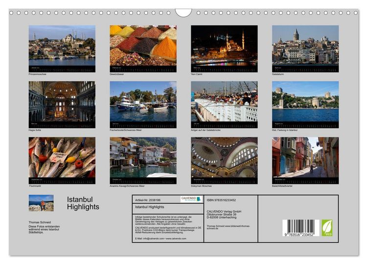 Produktbild: Istanbul Highlights (Wandkalender 2026 DIN A3 quer), CALVENDO Monatskalender
