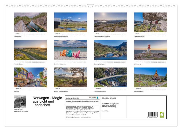 Produktbild: Norwegen - Magie aus Licht und Landschaft (Wandkalender 2026 DIN A2 quer), CALVENDO Monatskalender