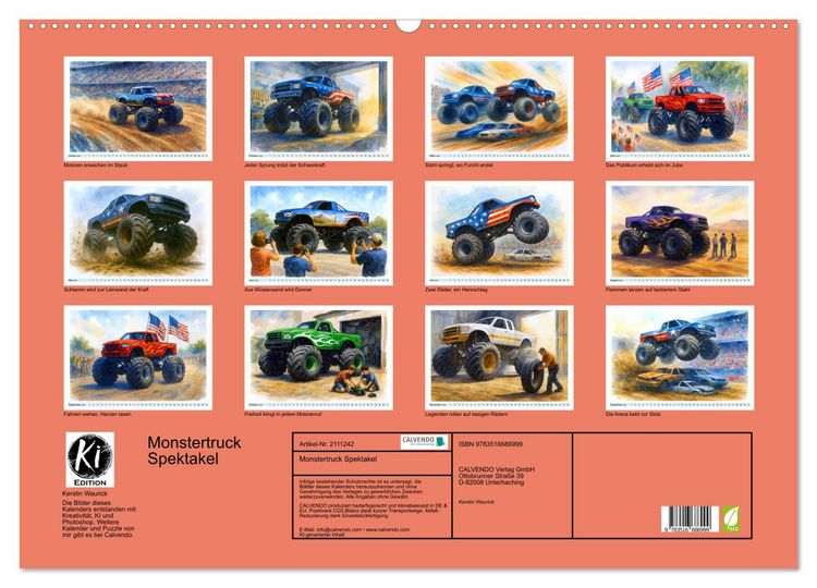 Produktbild: Monstertruck Spektakel (Wandkalender 2026 DIN A2 quer), CALVENDO Monatskalender