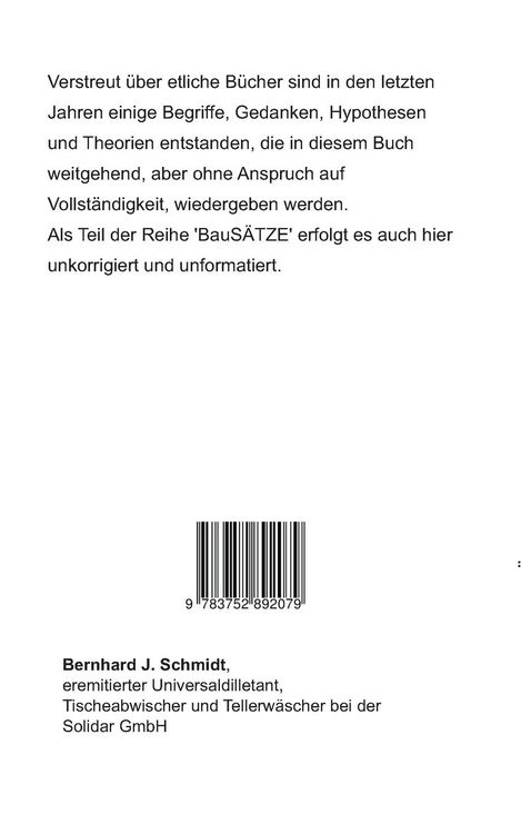Produktbild: BauS&Auml;TZE: Begriffe - Gedanken - Hypothesen - Theorien