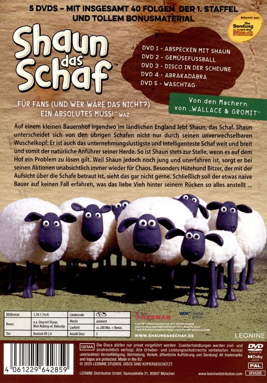 Produktbild: Shaun das Schaf - Staffel 1 - Komplettbox [5 DVDs]
