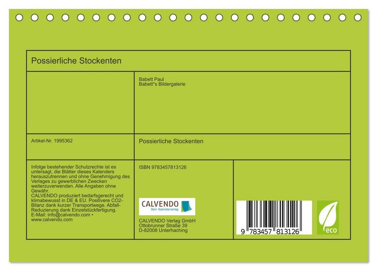 Produktbild: Possierliche Stockenten (Tischkalender 2026 DIN A5 quer), CALVENDO Monatskalender
