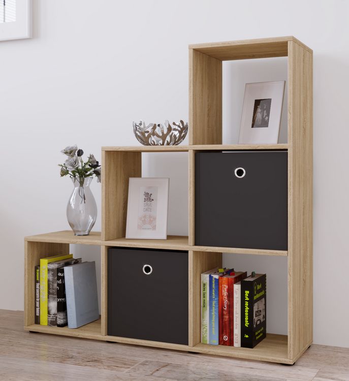 Produktbild: Holz Stand Treppenregal Regal 6 F&auml;cher Nitas