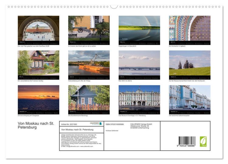 Produktbild: Von Moskau nach St. Petersburg (hochwertiger Premium Wandkalender 2026 DIN A2 quer), Kunstdruck in Hochglanz