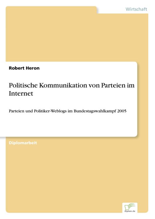 Produktbild: Politische Kommunikation von Parteien im Internet