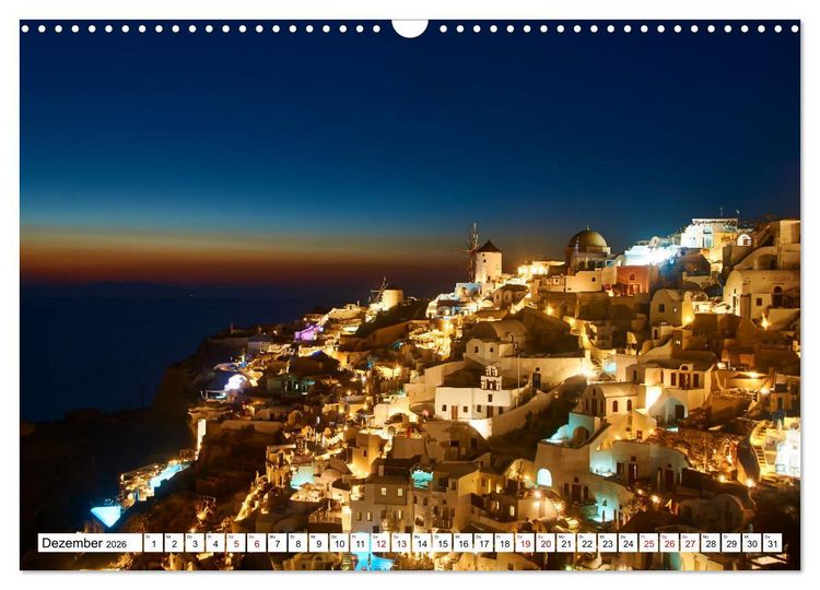 Produktbild: Santorini - Strahlendes Wei&szlig; an der Caldera (Wandkalender 2026 DIN A3 quer), CALVENDO Monatskalender