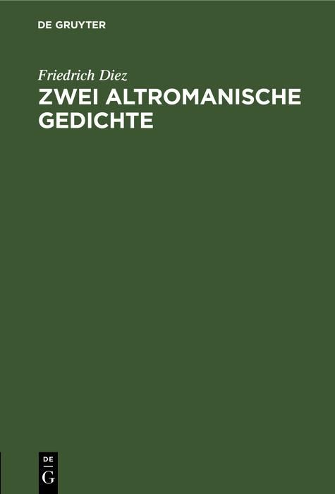 Produktbild: Zwei altromanische Gedichte