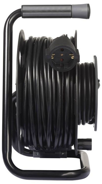 Produktbild: Sygonix SY-6618486 Kabeltrommel 30m Schwarz Schutzkontakt-Stecker