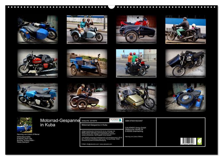 Produktbild: Motorrad-Gespanne in Kuba (Wandkalender 2026 DIN A2 quer), CALVENDO Monatskalender