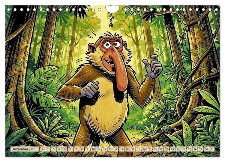 Produktbild: Lustige Nasenaffen - Comic (Wandkalender 2027 DIN A4 quer), CALVENDO Monatskalender