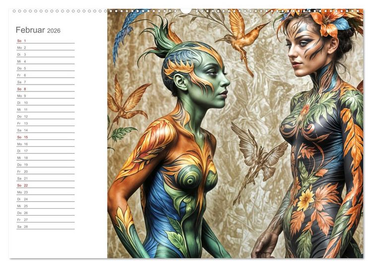 Produktbild: Tarnung und Illusion KI-Kunstvolle Verschmelzung von K&ouml;rper und Umgebung (Wandkalender 2026 DIN A2 quer), CALVENDO Monatskalender