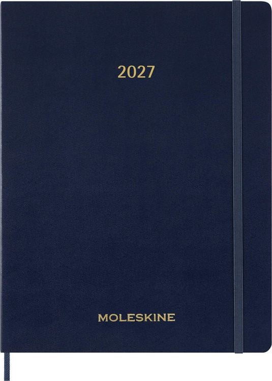 Produktbild: Moleskine 15 Monate Essential Wochenkalender 2026/2027, 1 Wo = 2 Seiten, vertikal, XXL, fester Einband, Saphirblau