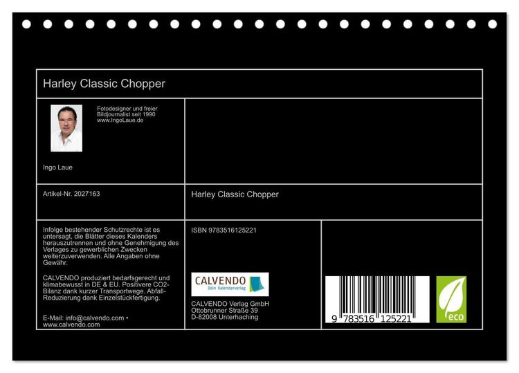 Produktbild: Harley Classic Chopper (Tischkalender 2026 DIN A5 quer), CALVENDO Monatskalender