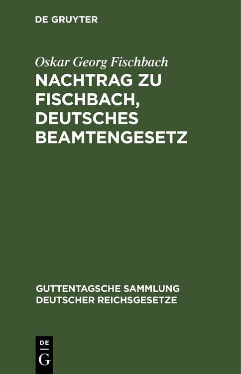 Produktbild: Nachtrag zu Fischbach, Deutsches Beamtengesetz