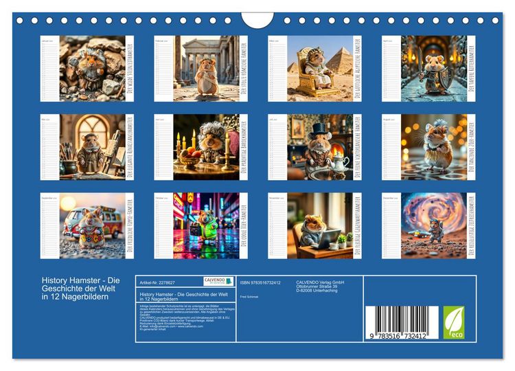 Produktbild: History Hamster - Die Geschichte der Welt in 12 Nagerbildern (Wandkalender 2026 DIN A4 quer), CALVENDO Monatskalender
