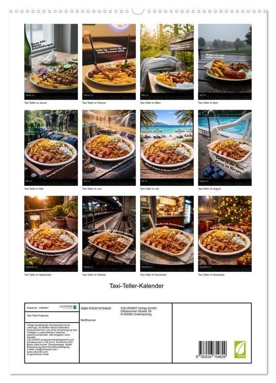 Produktbild: Taxi-Teller-Kalender (hochwertiger Premium Wandkalender 2027 DIN A2 hoch), Kunstdruck in Hochglanz