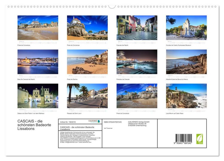 Produktbild: CASCAIS - die sch&ouml;nsten Badeorte Lissabons (hochwertiger Premium Wandkalender 2026 DIN A2 quer), Kunstdruck in Hochglanz