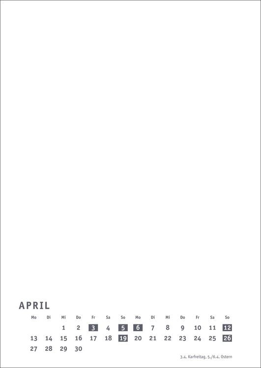 Produktbild: Premium-Bastelkalender weiß A4 2026