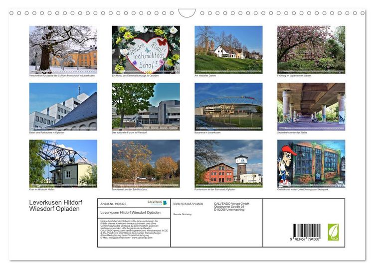 Produktbild: Leverkusen Hitdorf Wiesdorf Opladen (Wandkalender 2026 DIN A3 quer), CALVENDO Monatskalender