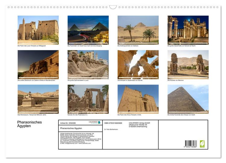 Produktbild: Pharaonisches &Auml;gypten (Wandkalender 2026 DIN A2 quer), CALVENDO Monatskalender