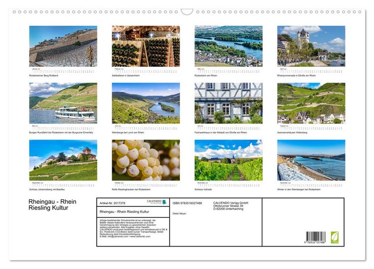 Produktbild: Rheingau - Rhein Riesling Kultur (Wandkalender 2026 DIN A2 quer), CALVENDO Monatskalender
