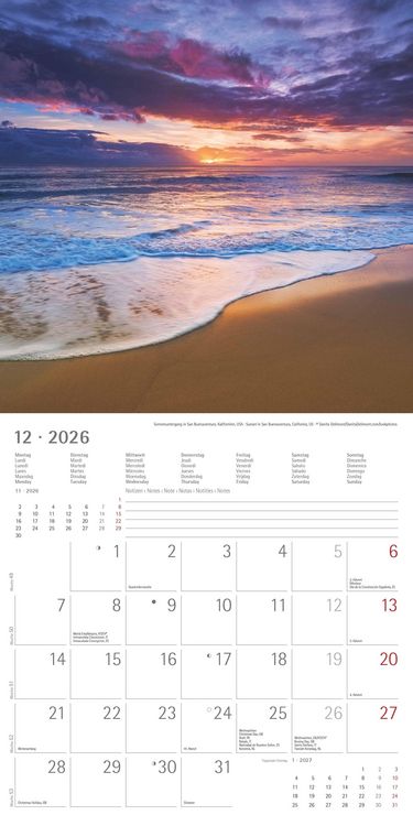 Produktbild: Alpha Edition - Am Meer 2026 Broschürenkalender, 30x30cm, Wandkalender mit Platz für Notizen und Termine, Bilder rund ums Meer, Monatsübersicht und Fe