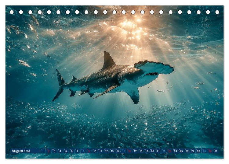 Produktbild: Hai Kalender - M&auml;chtige Haie der Ozeane und geheimnisvollen Unterwasserwelt (Tischkalender 2026 DIN A5 quer), CALVENDO Monatskalender