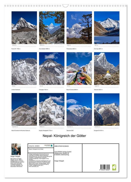 Produktbild: Nepal- K&ouml;nigreich der G&ouml;tter (Wandkalender 2026 DIN A2 hoch), CALVENDO Monatskalender