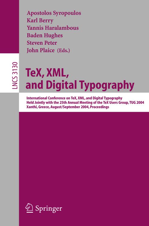 Produktbild: TeX, XML, and Digital Typography
