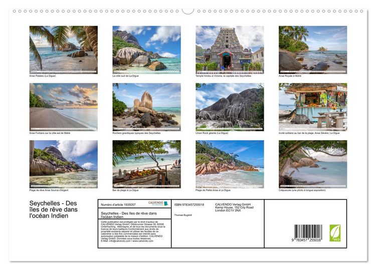 Produktbild: Seychelles - Des &icirc;les de r&ecirc;ve dans l'oc&eacute;an Indien (Calendrier mural 2026 DIN A2 vertical) calendrier de bureau