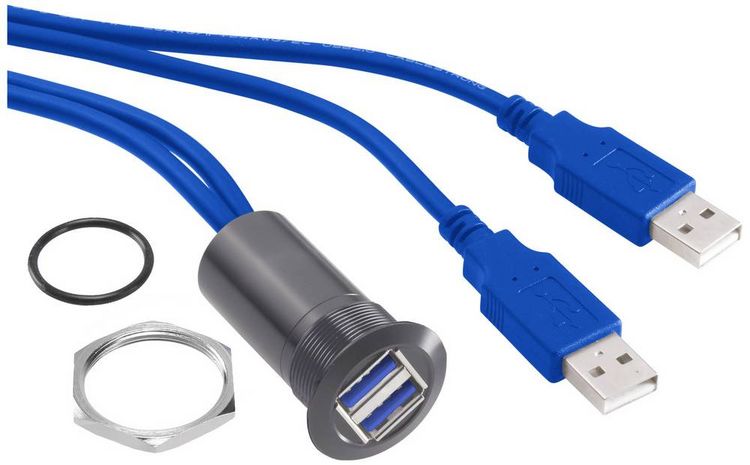 Produktbild: TRU Components USB-13-BK USB-Einbaubuchse 3.0 Buchse, Einbau Inhalt: 1St.